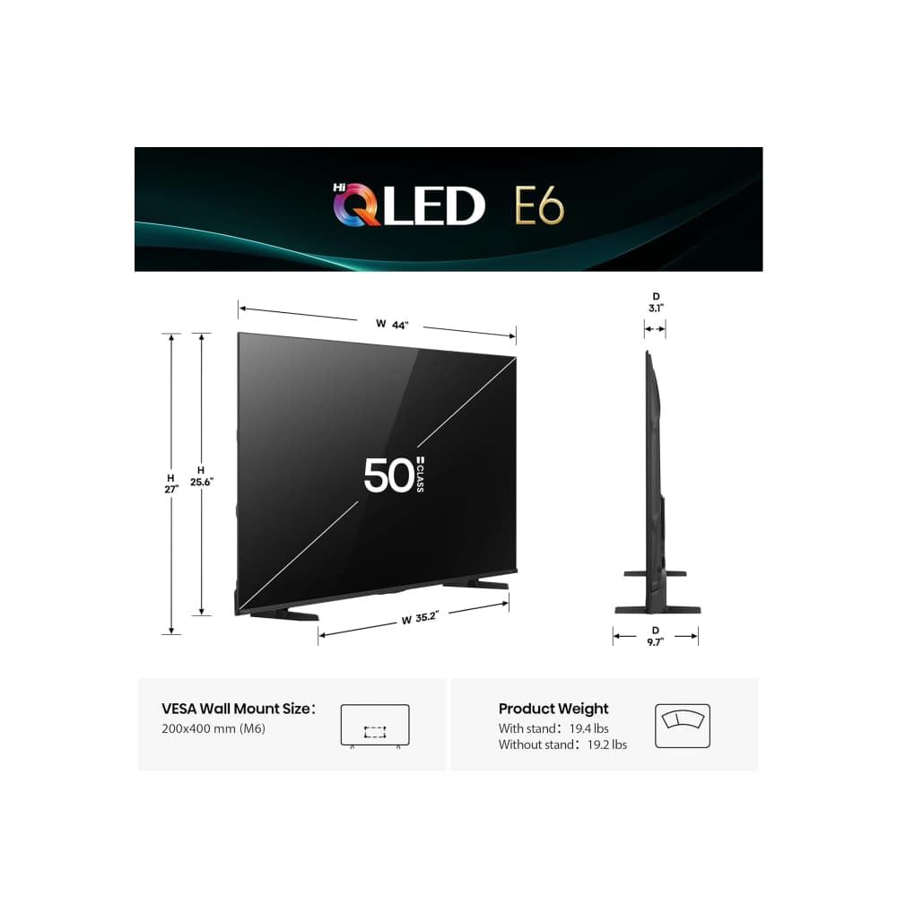 Televisor inteligente Hisense Fire TV QLED 4K UHD de 50" 50E6QF - 4
