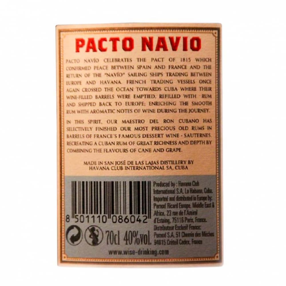 Ron Pacto Navio 40 % vol Havana Club (700 ml) - 2