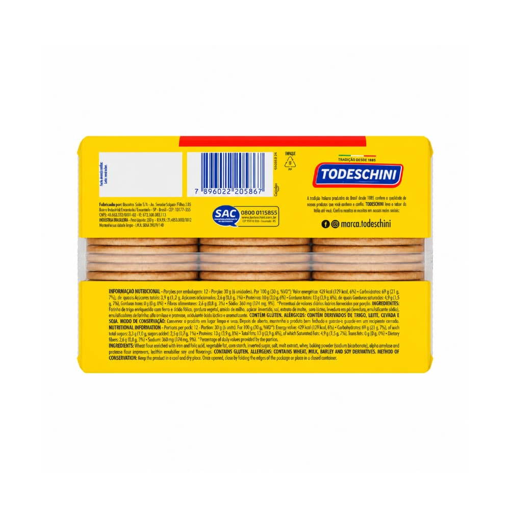 Galletas Cream Cracker sabor mantequilla Todeschini (360 g / 12 oz) - 2