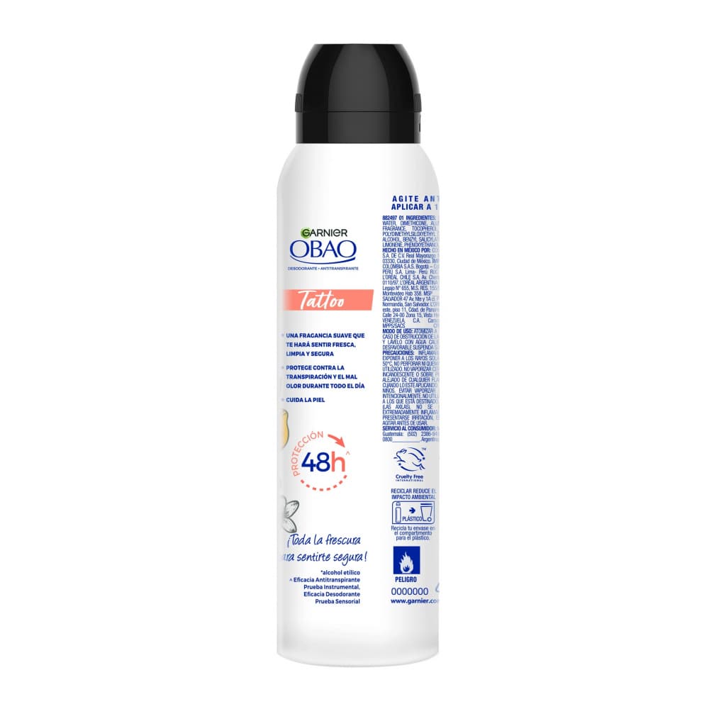 Desodorante antitranspirante en spray para mujer fresco y floral Tattoo Obao Garnier (150 ml) - 2