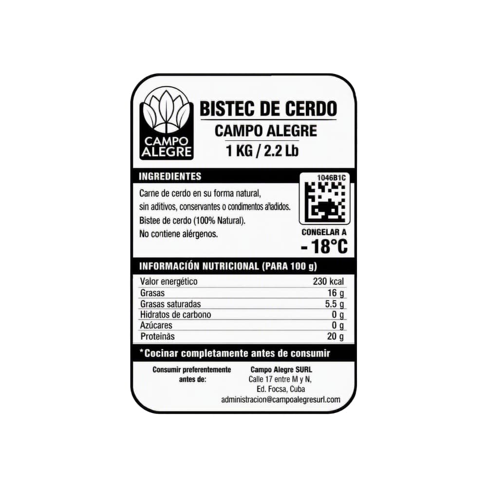 Bistec de cerdo Campo Alegre (1 kg / 2.2 lb) - 3