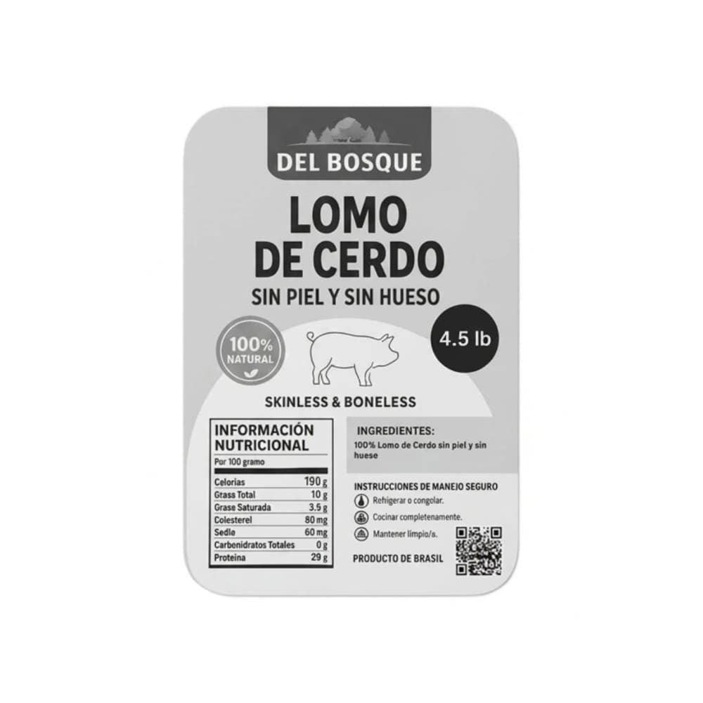 Lomo de cerdo sin piel y sin hueso Del Bosque (2.05 kg / 4.5 lb) - 5
