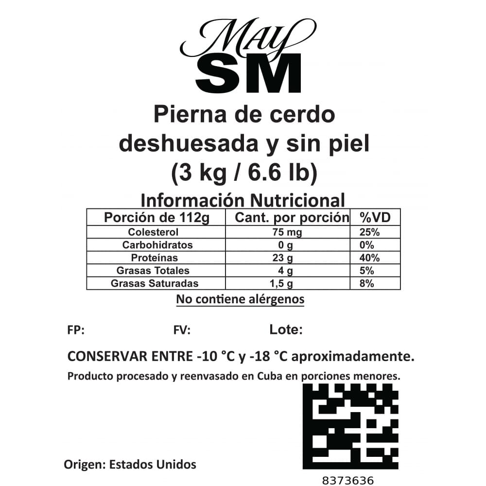 Pierna de cerdo deshuesada y sin piel May SM (3 kg / 6.61 lb) - 3