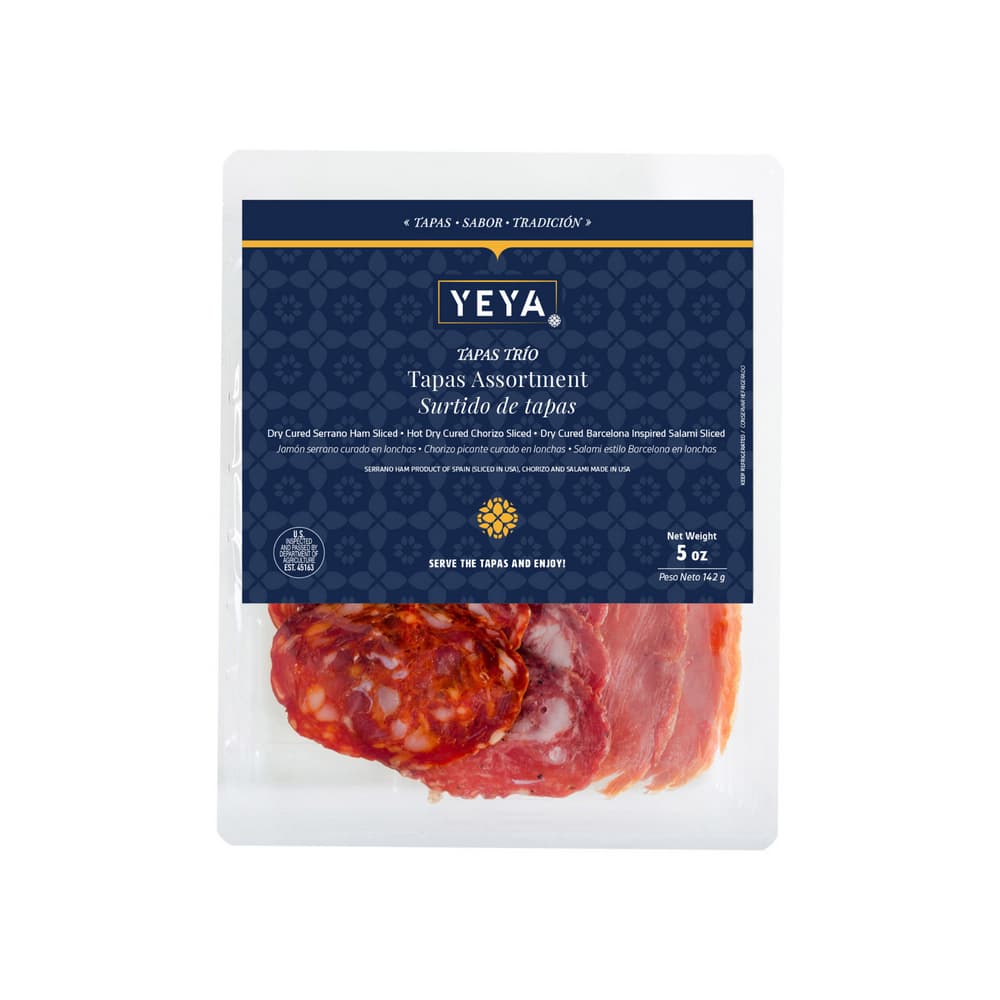 Trío de tapas con jamón serrano, chorizo y salame YEYA (142 g / 5 oz)