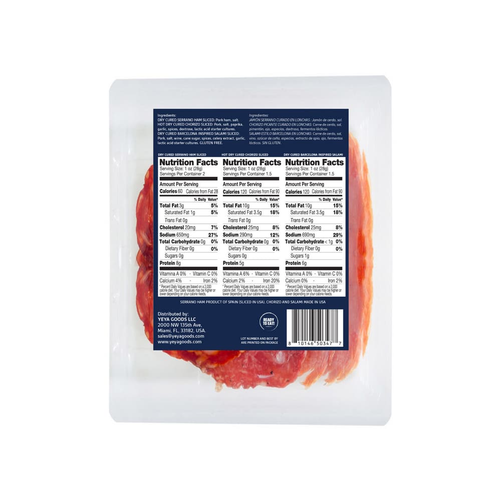 Trío de tapas con jamón serrano, chorizo y salame YEYA (142 g / 5 oz) - 2