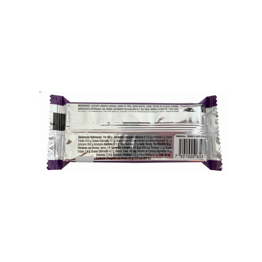 Galletas tipo wafer con relleno sabor a chocolate Gamesa Cremax (42 g / 1.48 oz) - 3
