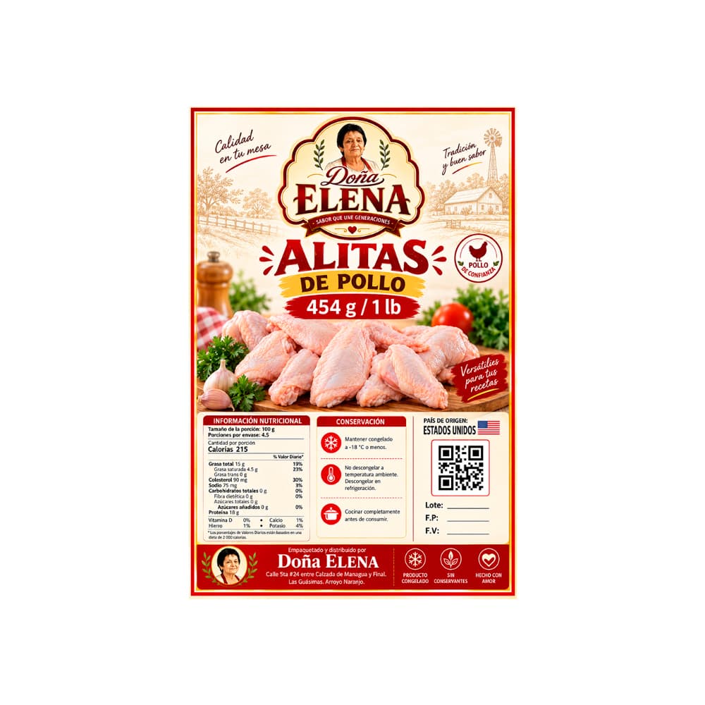 Alitas de pollo Doña Elena (454 g / 1 lb) - 2