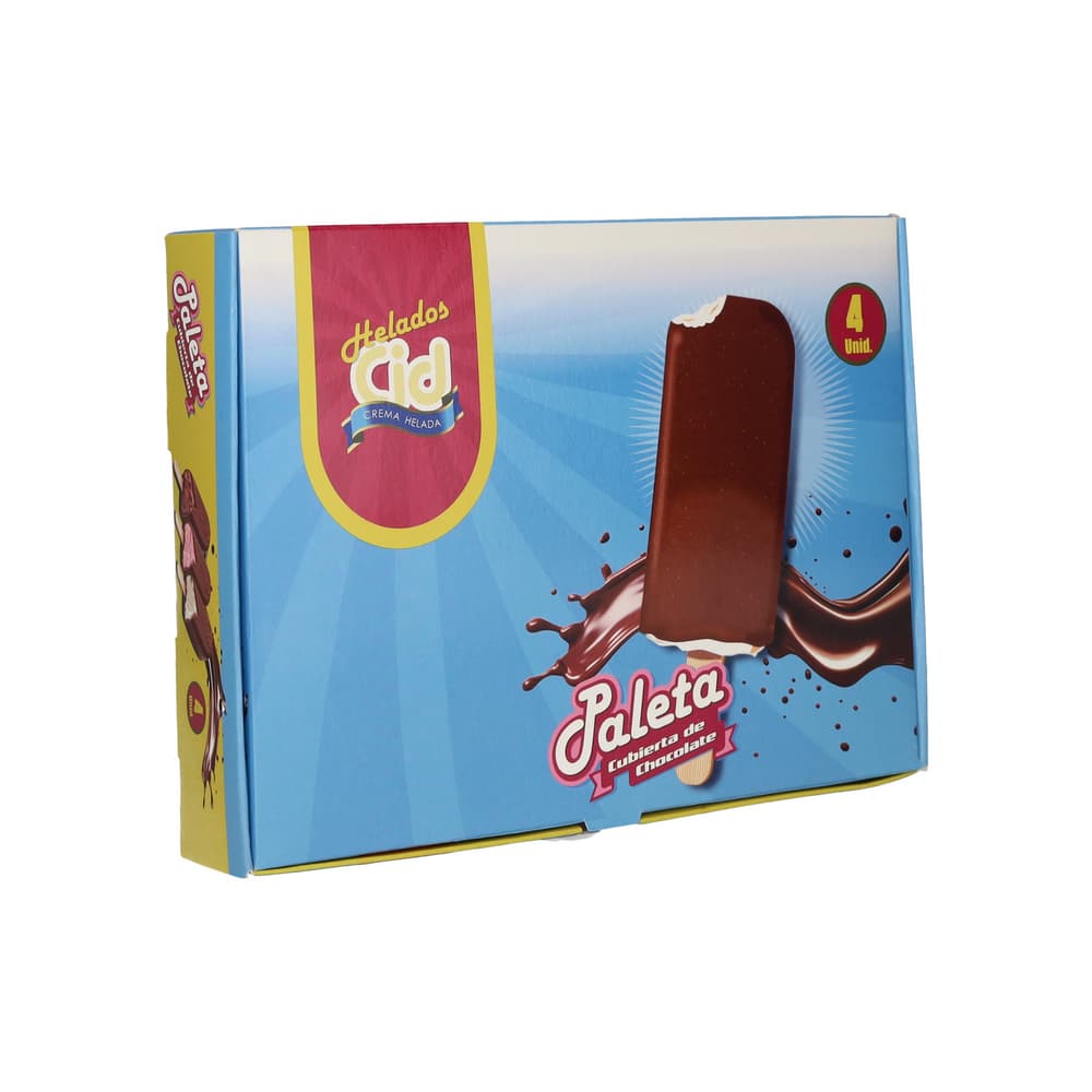 Paleta de helado sabor fresa con cubierta de chocolate CID (4 U)
