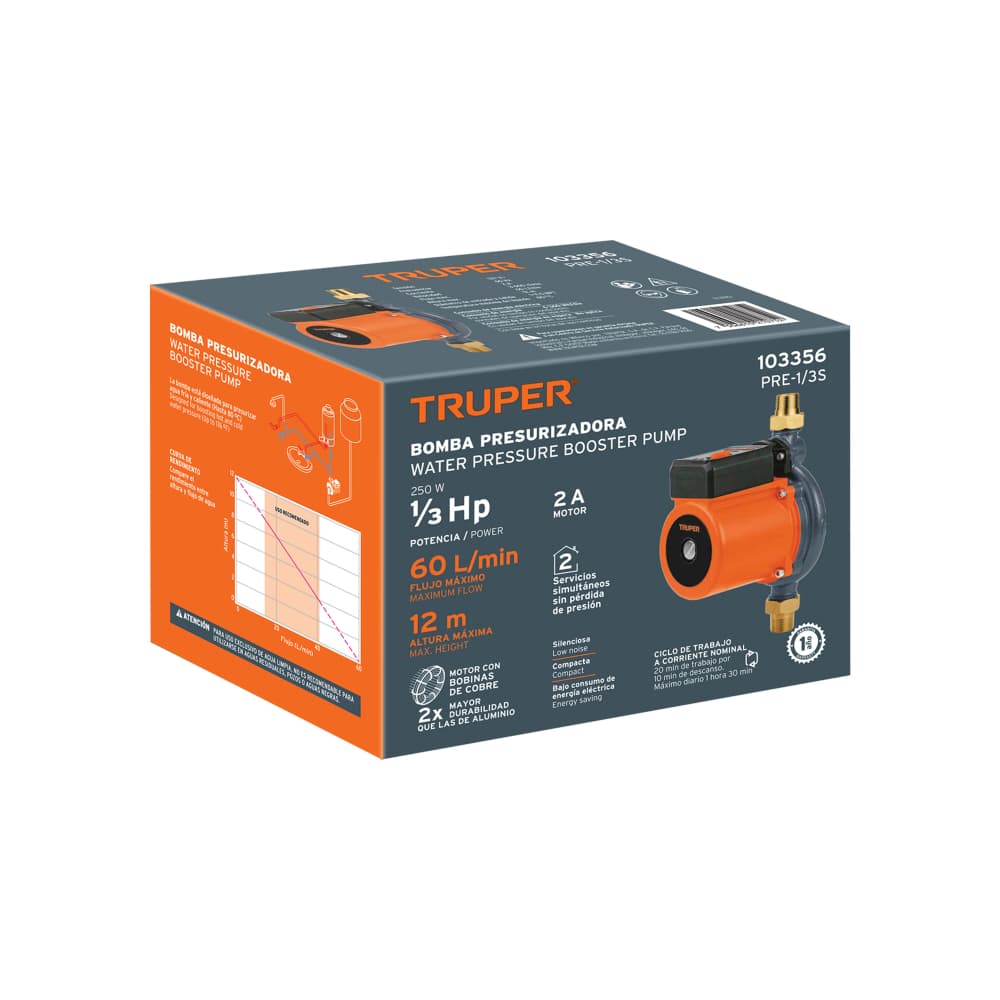 Bomba presurizadora 1/3 HP Truper PRE-1/3S - 4