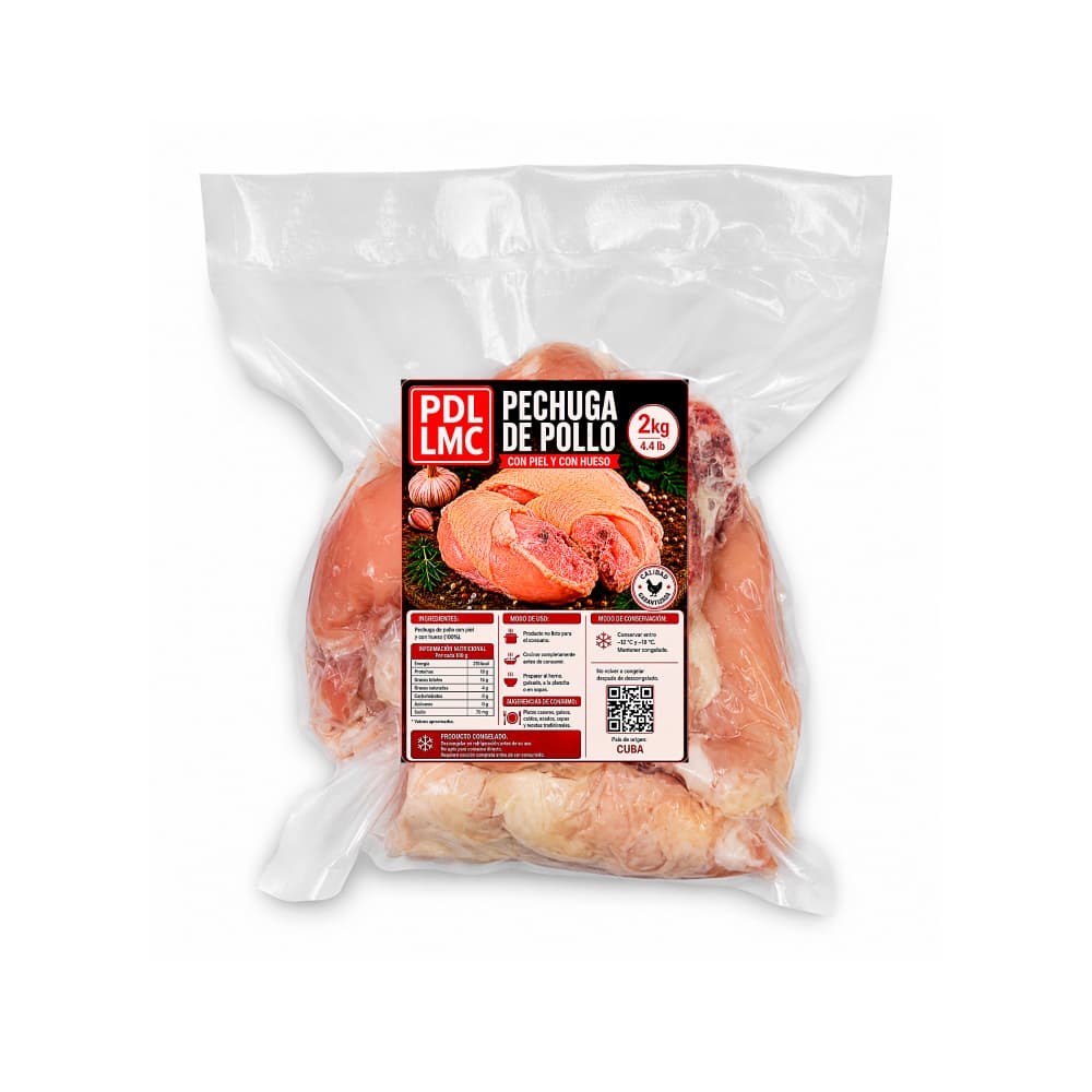 Pechuga de pollo con piel y con hueso PDL LMC (2 kg / 4.4 lb)