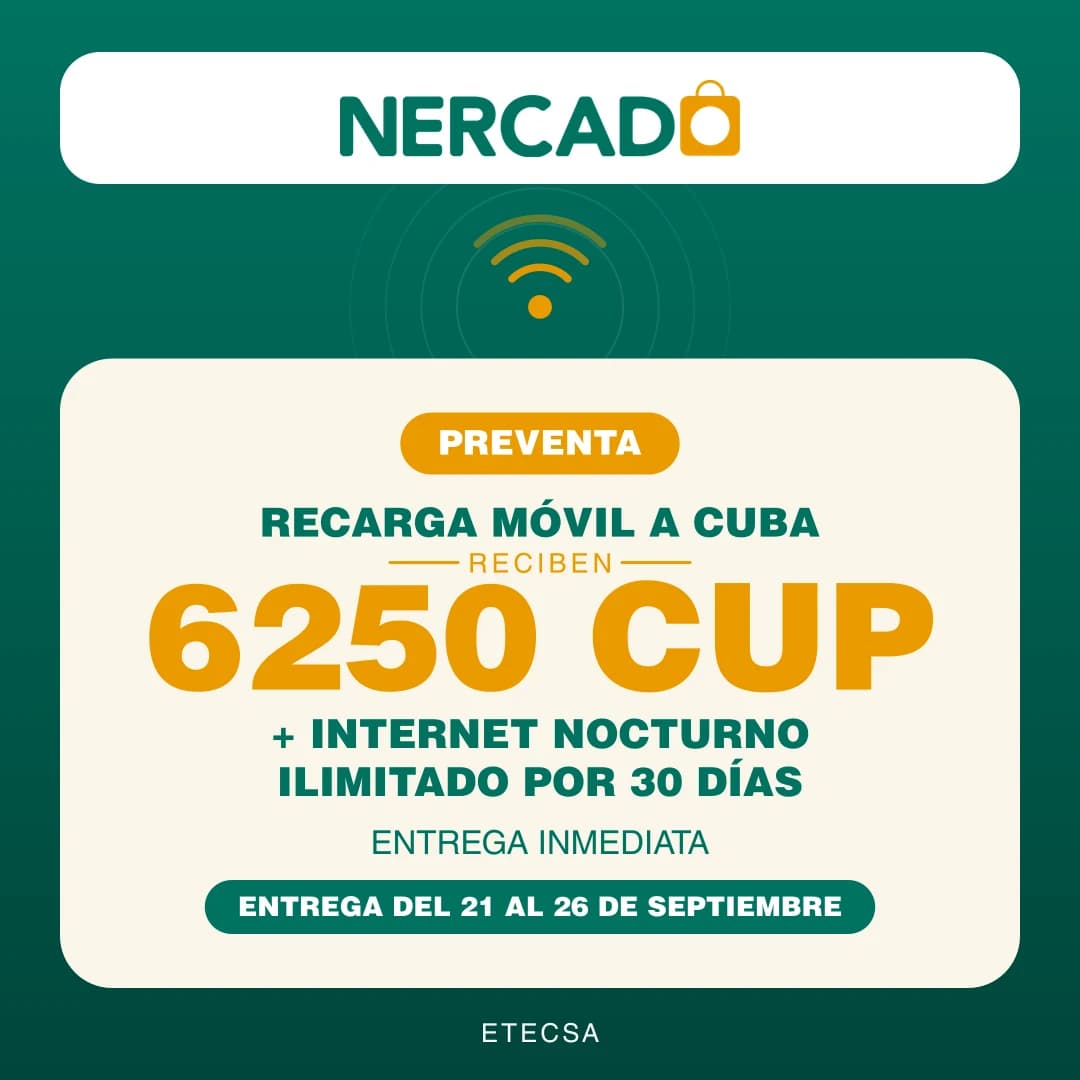 Reciben 6250 CUP + Internet nocturno Ilimitado por 30 días