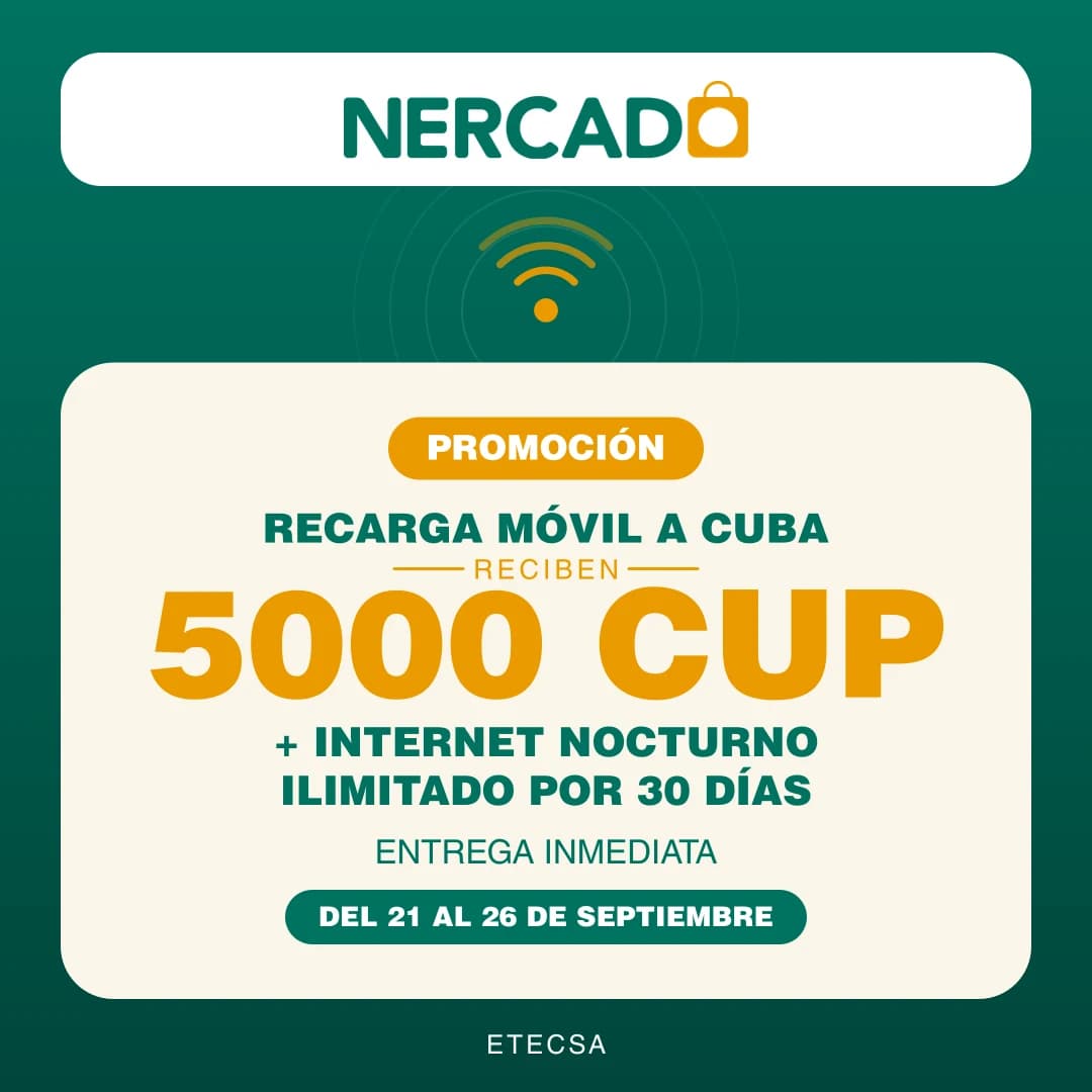 Reciben 5000 CUP + Internet nocturno Ilimitado por 30 días