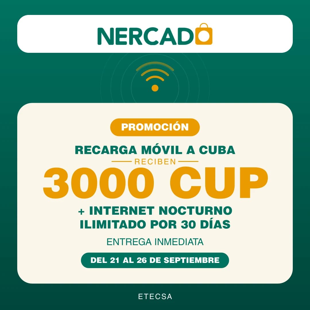 Reciben 3000 CUP + Internet nocturno Ilimitado por 30 días