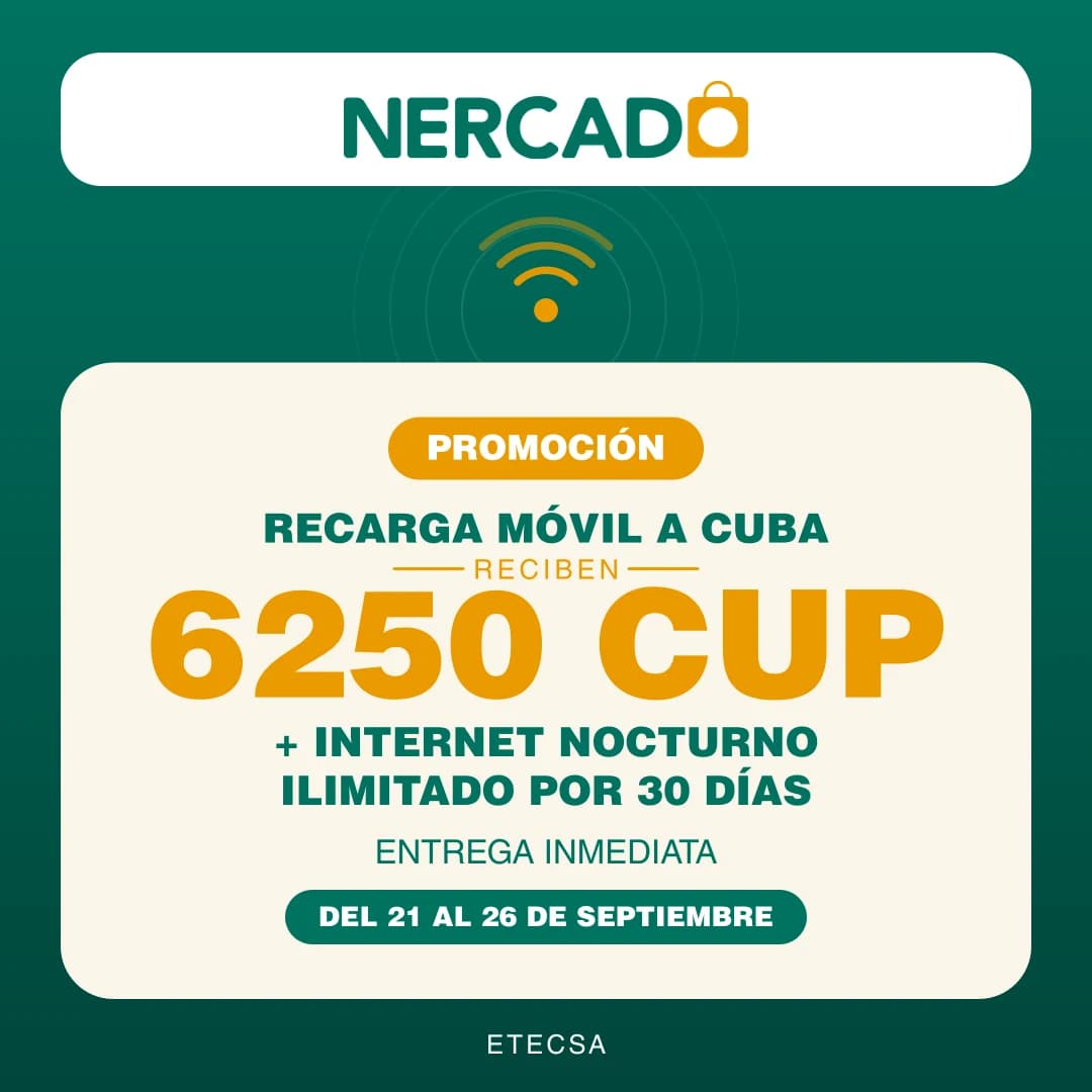 Reciben 6250 CUP + Internet nocturno Ilimitado por 30 días